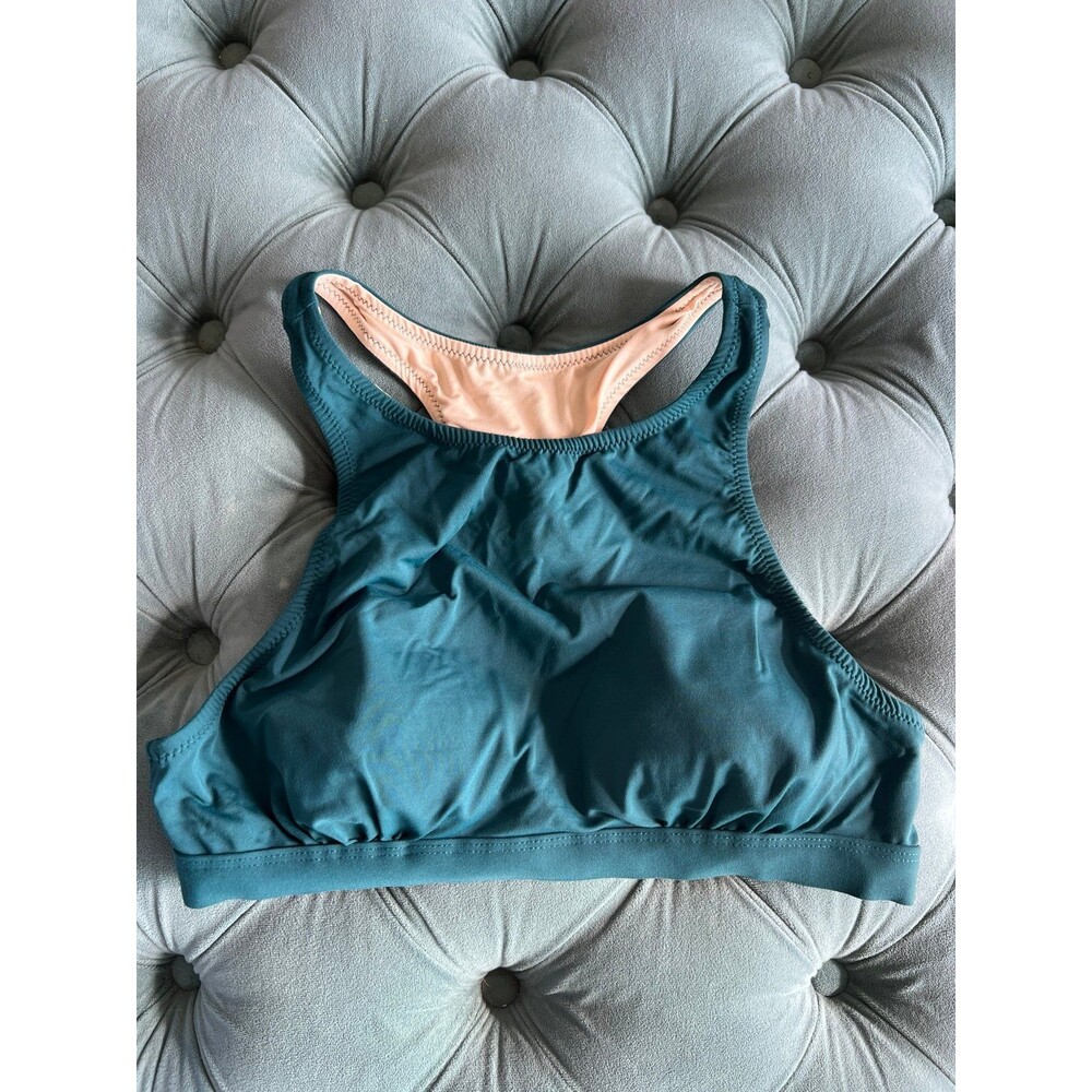 Garnet Hill women’s 10 bathing suit swim green racerback top